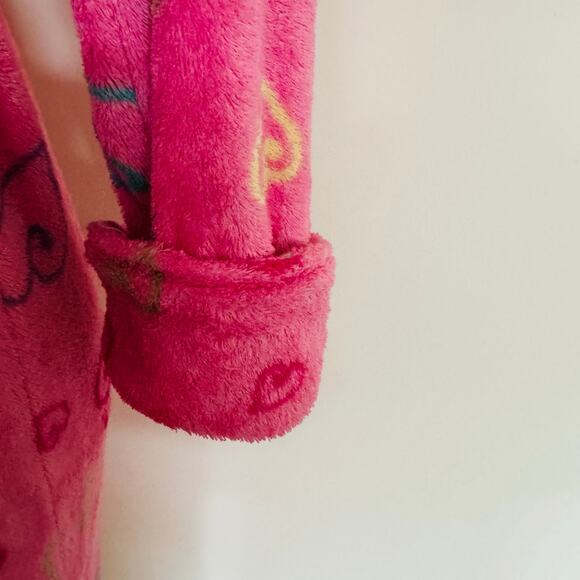 Sonoma Soft Cozy Slumber Party Pink Hearts Wrap Bath Robe Sz 14 - Picture 3 of 11